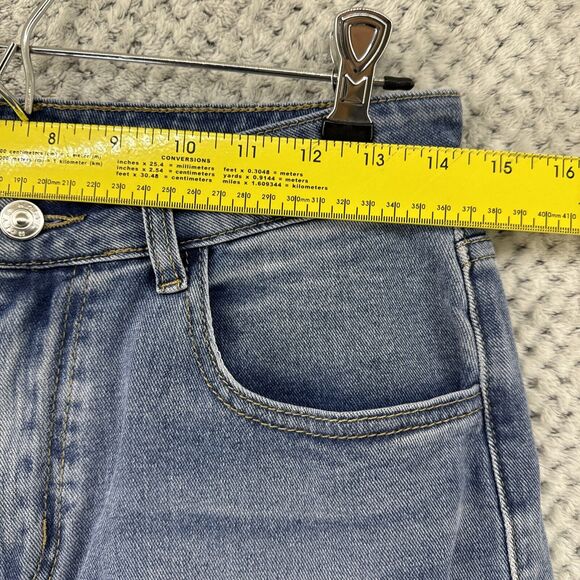 HDLTE Jeans Women M Blue Medium Denim Wash Wide Leg High Rise 5 Pockets Stretchy - Picture 14 of 16